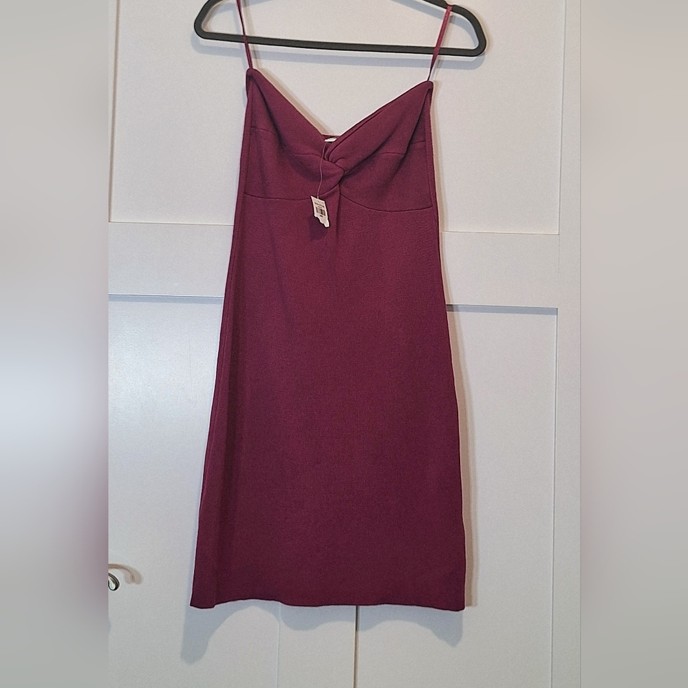 Abercrombie & Fitch Strapless Twist Front Mini Sweater Dress Stretch Purple Larg